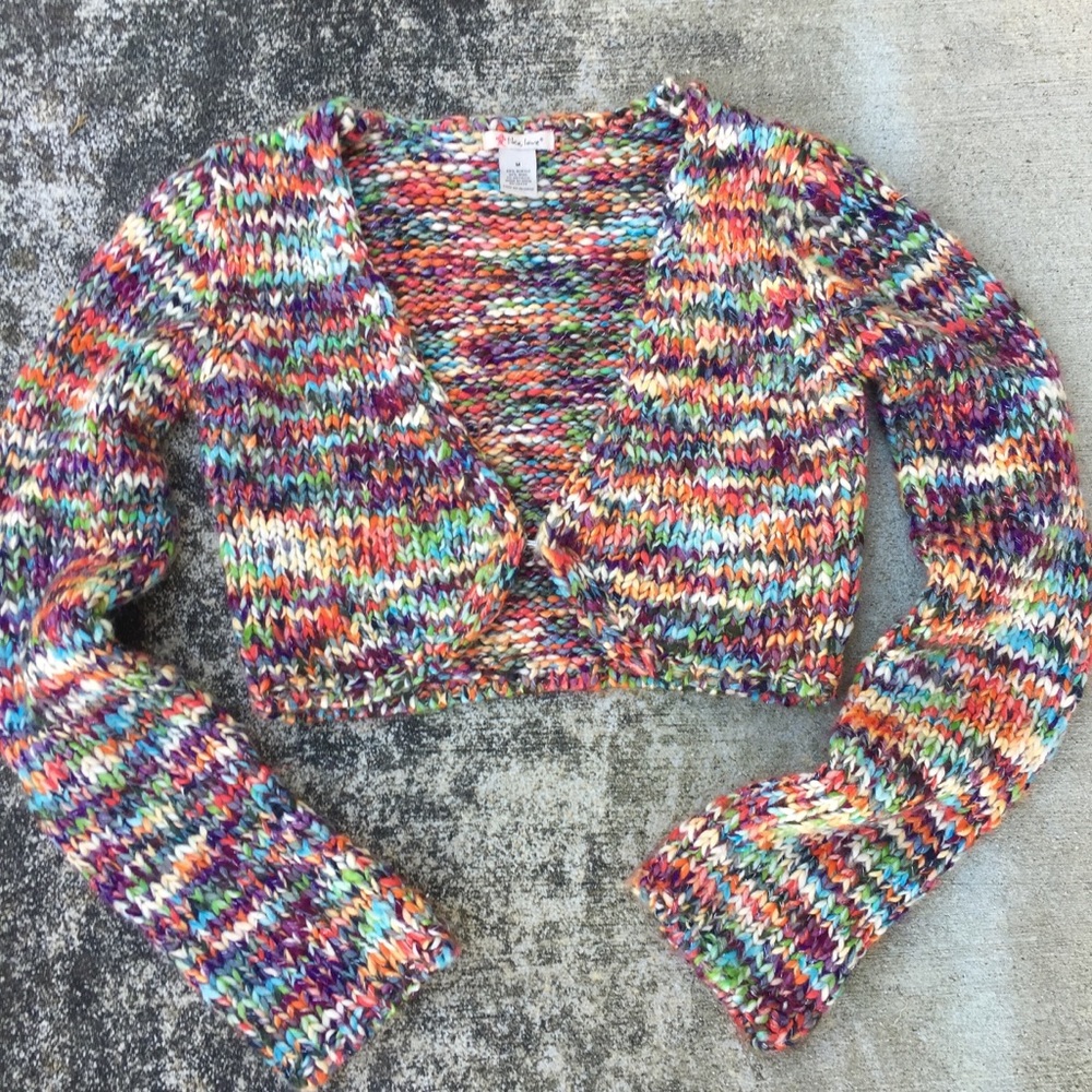 Like love multicolor crop vintage cardigan sweater